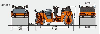 4ｔ振動ローラー　両鉄輪　ZC50T-301