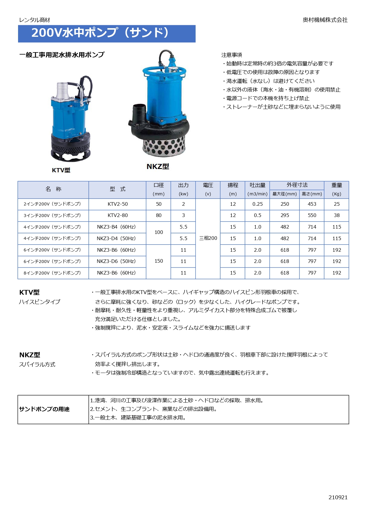 200V水中ポンプ　２～８　サンドポンプ01