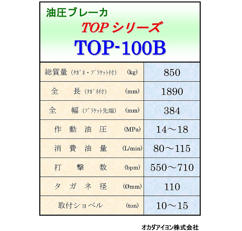 0.45用油圧ブレーカー　ＴＯＰ－１００B01