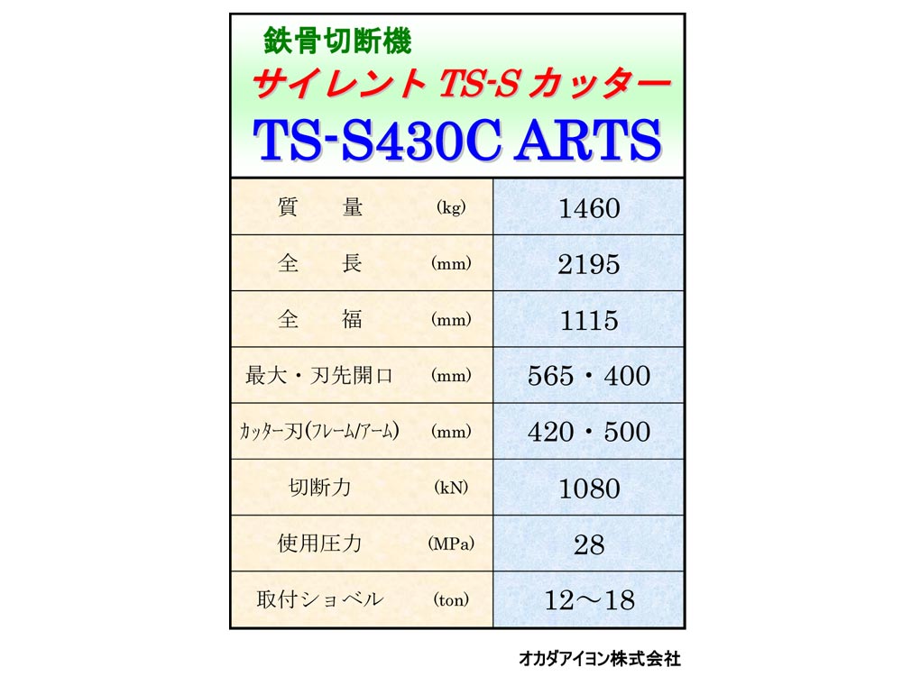 0.45用カッター　TS-S430C ARTS　先端開口幅５６５ｍｍ02